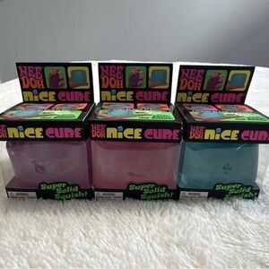 Nice Cube Squishy Toy Set - Purple, Pink, Blue